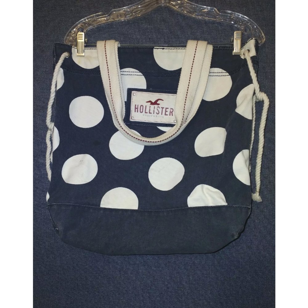 Hollister Polka Dot Canvas Messenger Bag College School Laptop